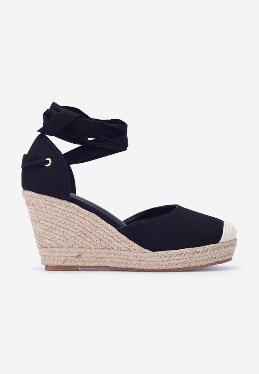 Čierne espadrilky na platforme sandale Vilena