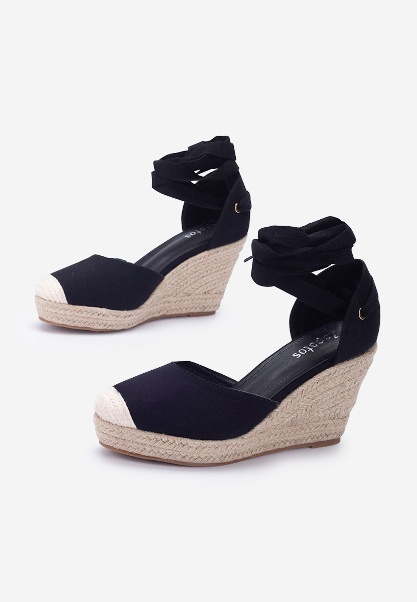 Čierne espadrilky na platforme sandale Vilena