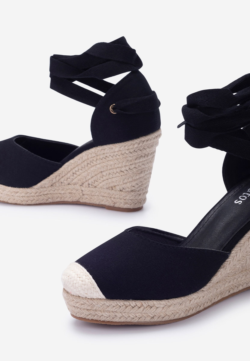 Čierne espadrilky na platforme sandale Vilena
