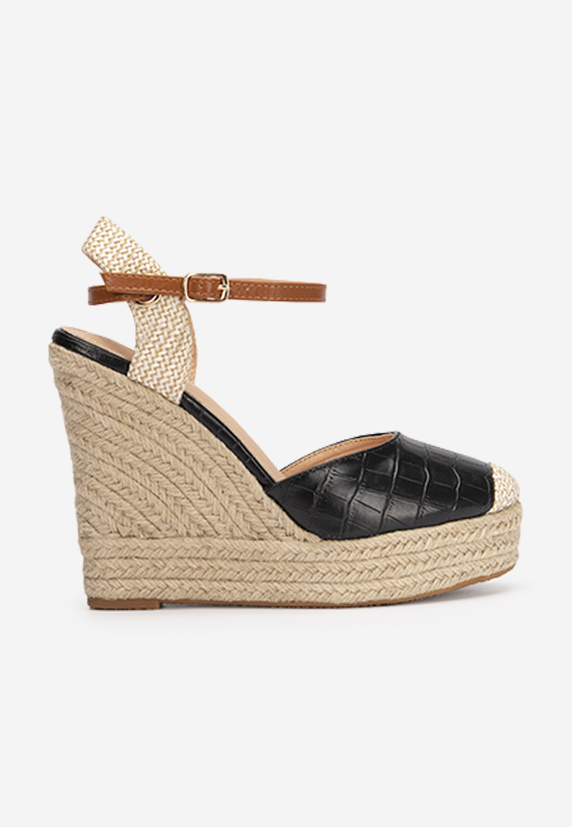 Čierne espadrilky na platforme sandale Benisa V2