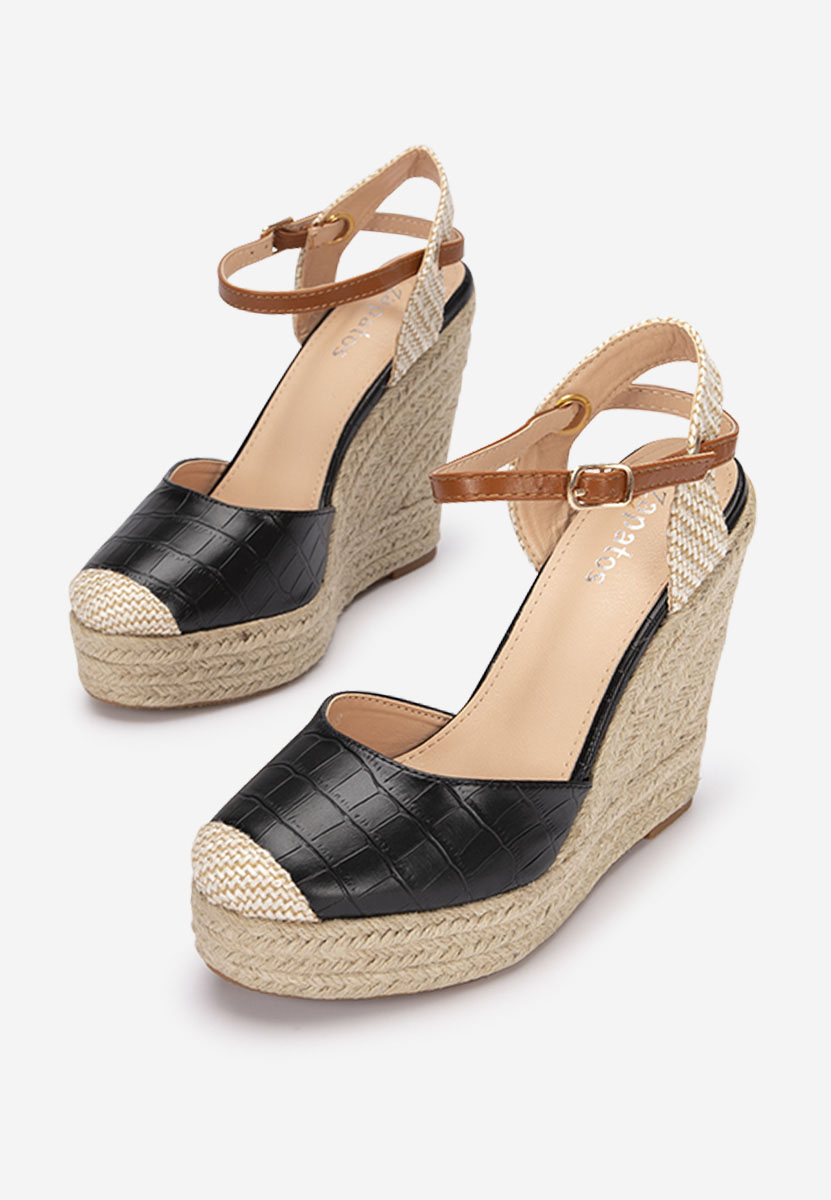 Čierne espadrilky na platforme sandale Benisa V2