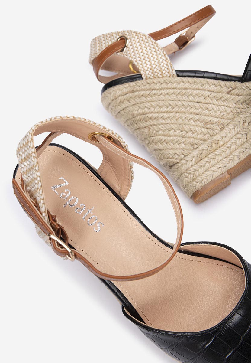 Čierne espadrilky na platforme sandale Benisa V2