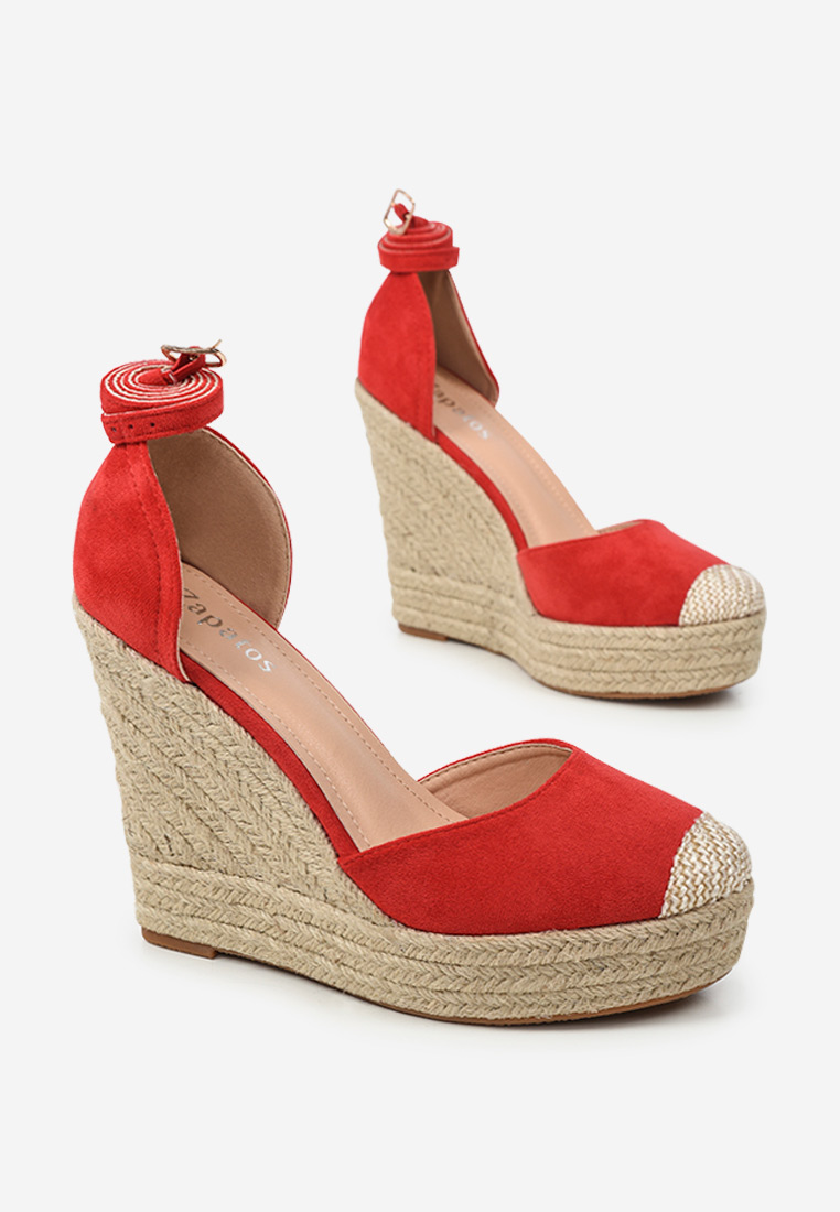 Červené espadrilky na platforme sandale Saniza