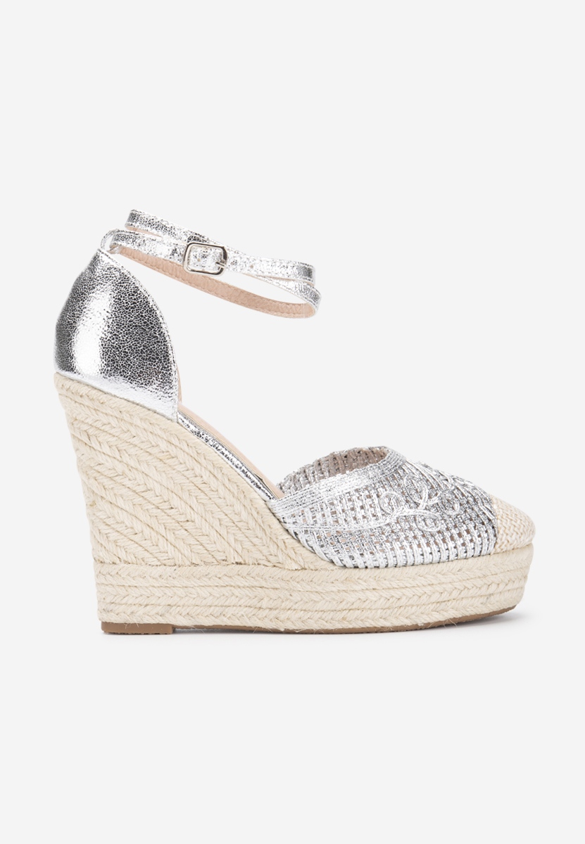 Strieborné espadrilky na platforme sandale Jolyne
