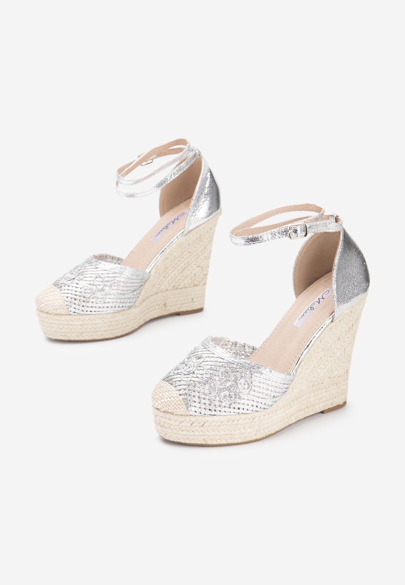 Strieborné espadrilky na platforme sandale Jolyne