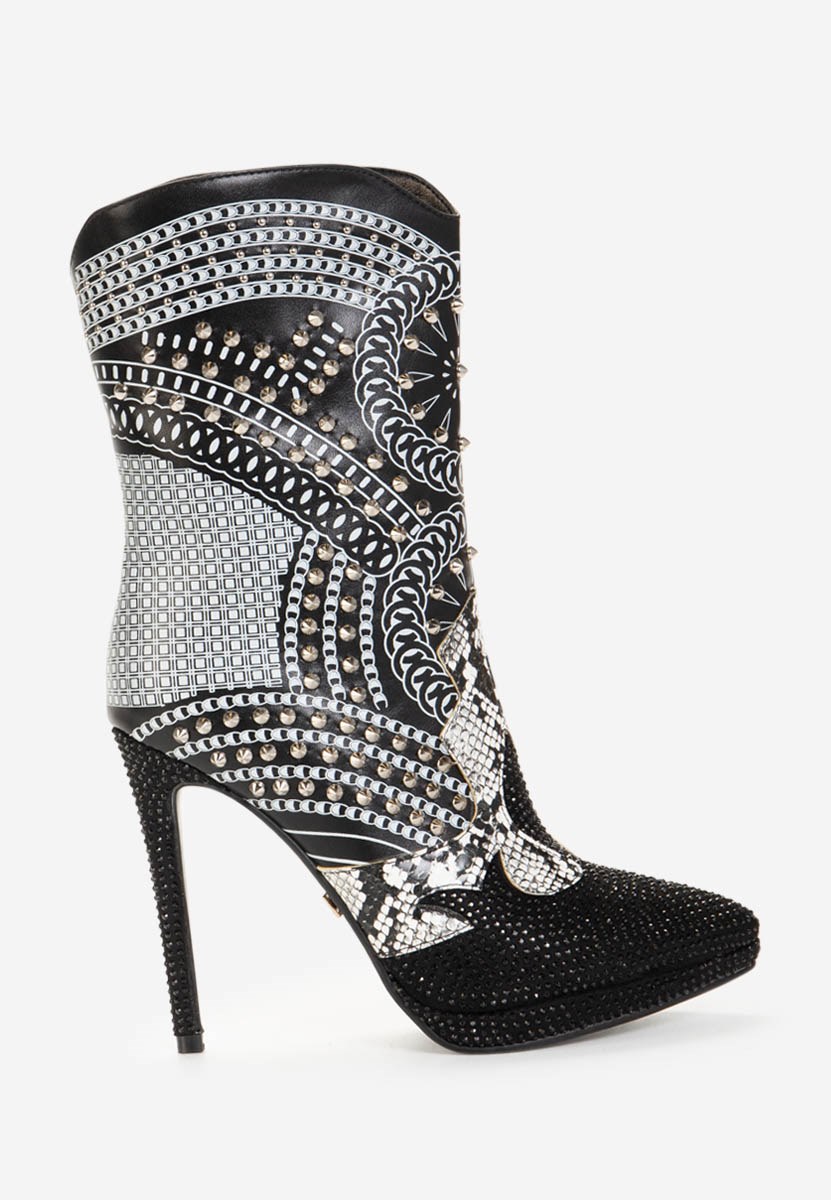 Čierne členkové čižmy na tenkom podpätku Destiny