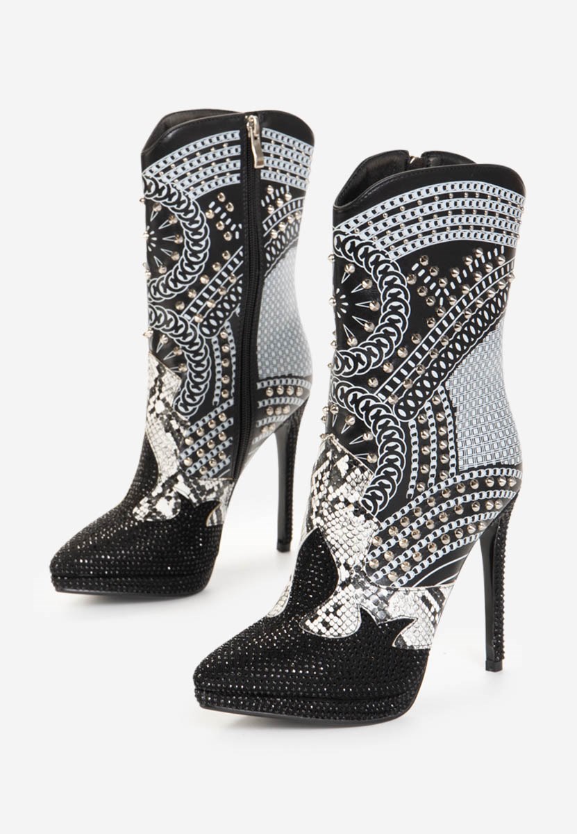 Čierne členkové čižmy na tenkom podpätku Destiny