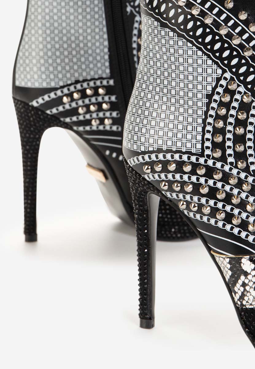 Čierne členkové čižmy na tenkom podpätku Destiny