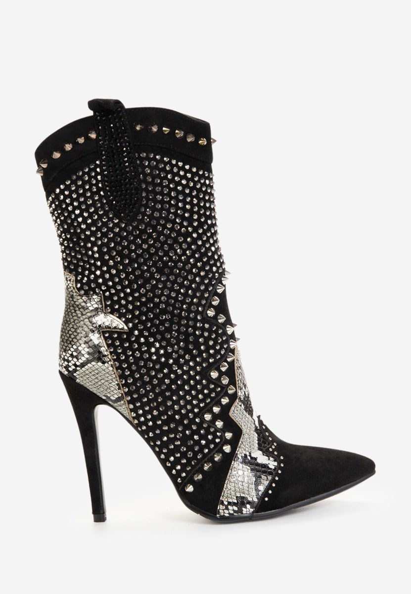 Čierne členkové čižmy na tenkom podpätku Liberty