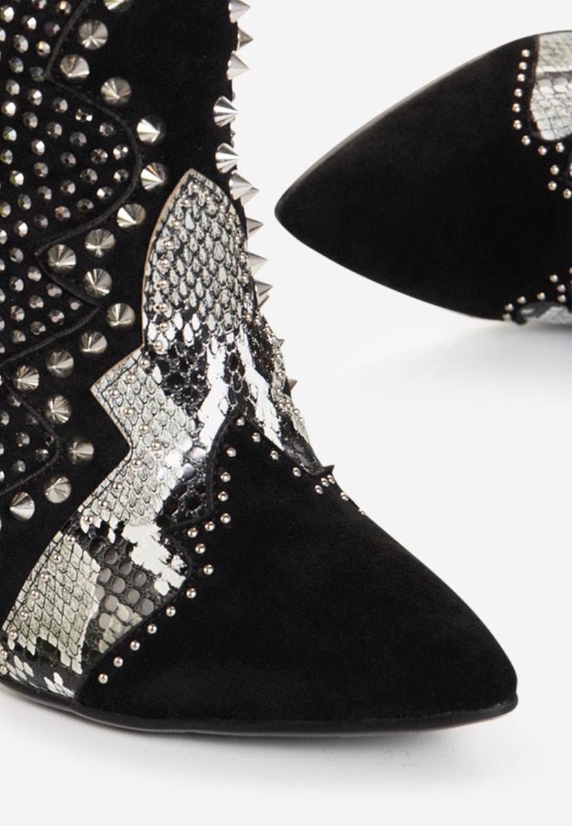 Čierne členkové čižmy na tenkom podpätku Liberty