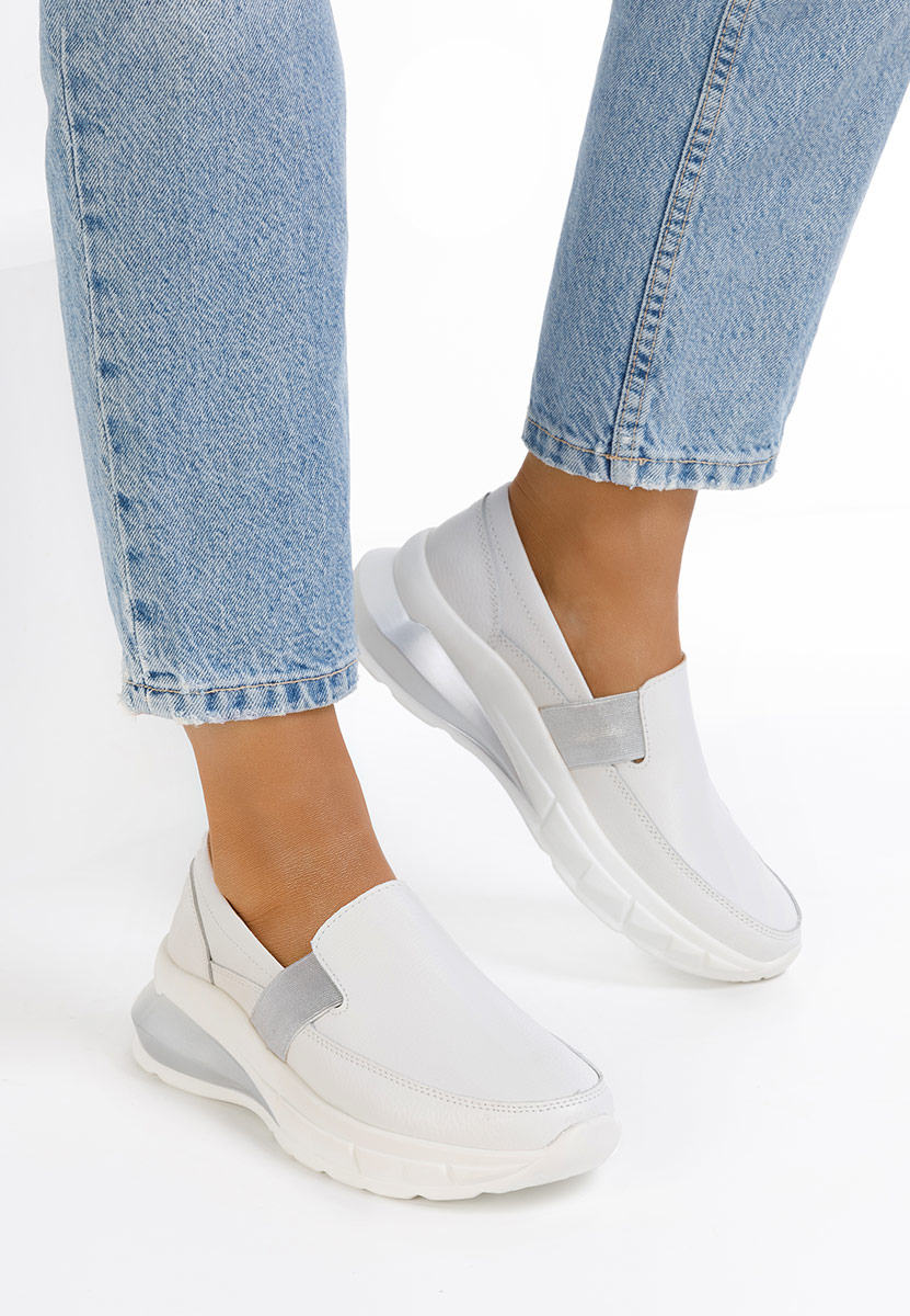 Biele kožené mokasíny dámske Amelya