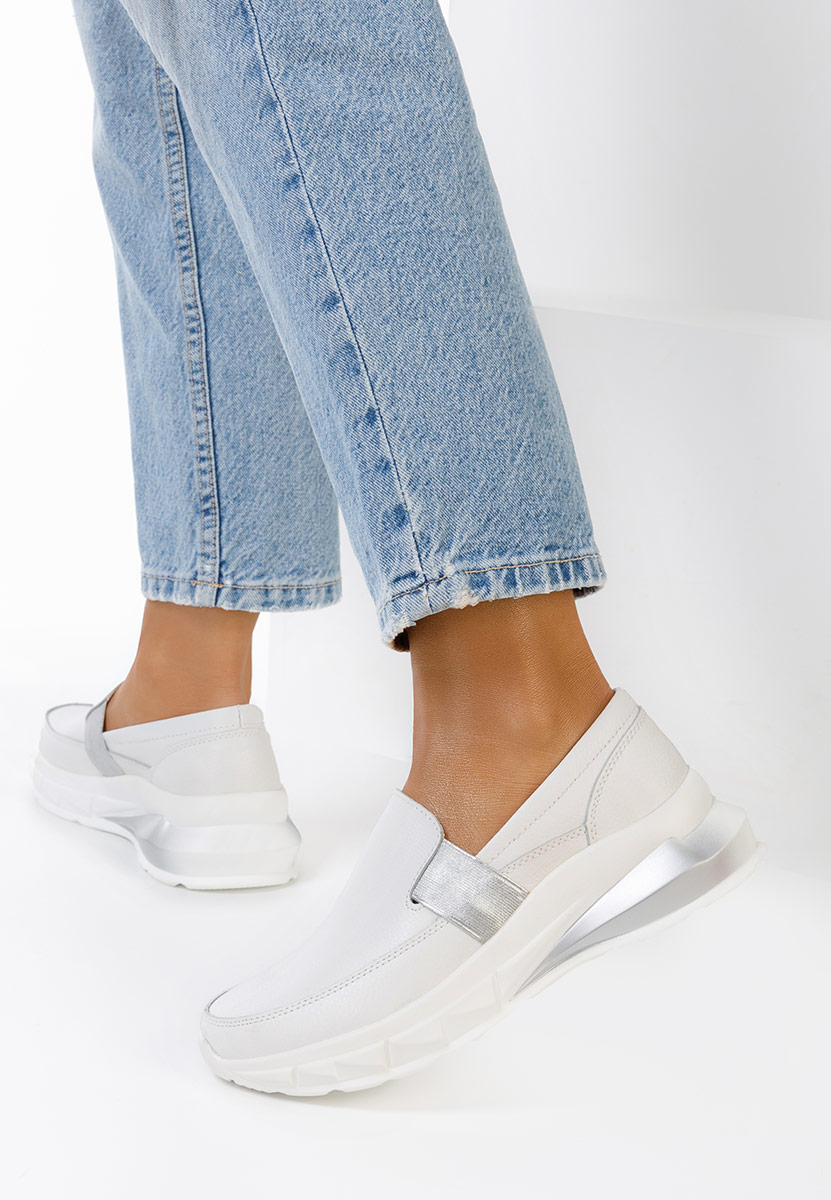 Biele kožené mokasíny dámske Amelya