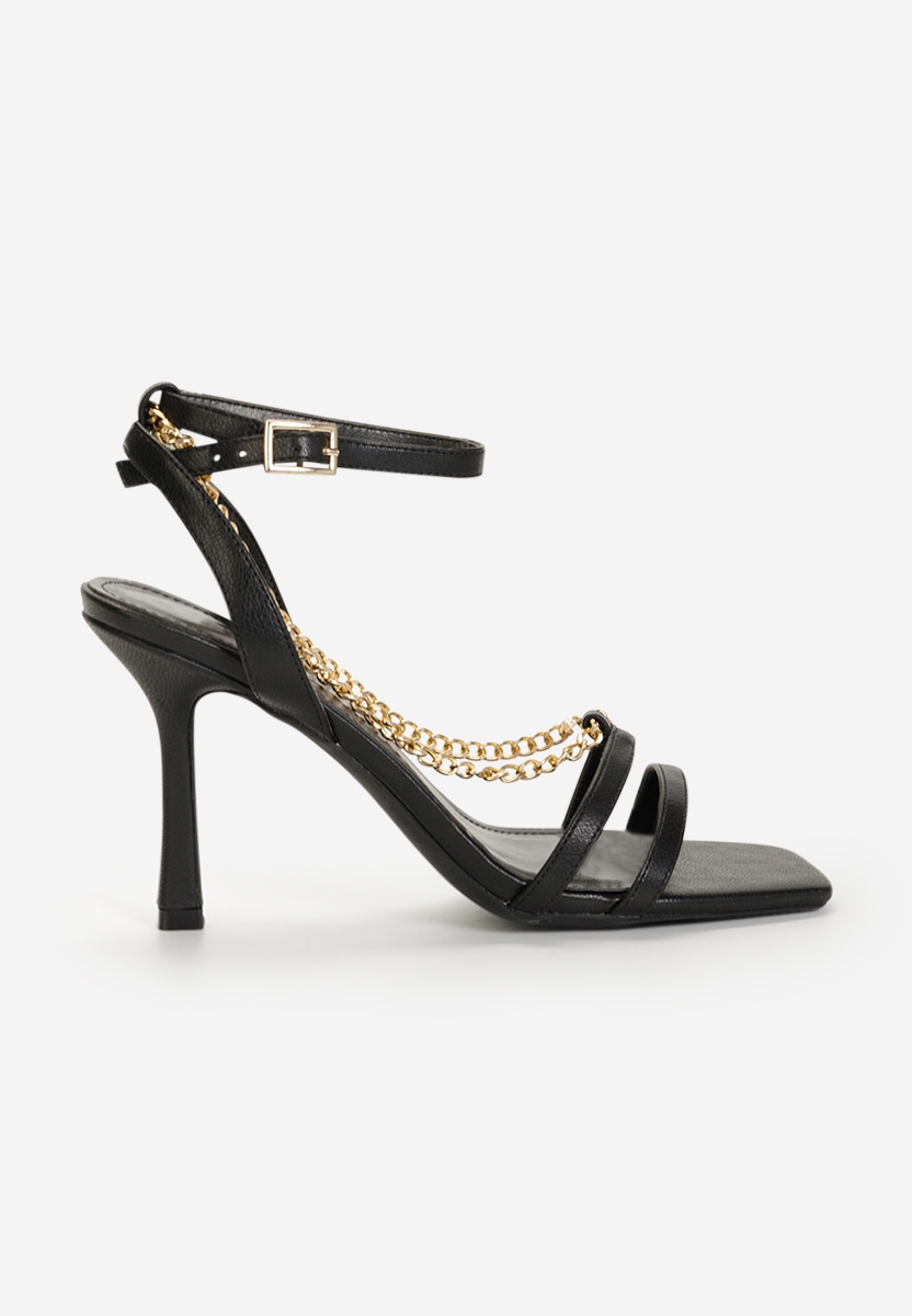 Čierne sandále na tenkom podpätku Areia