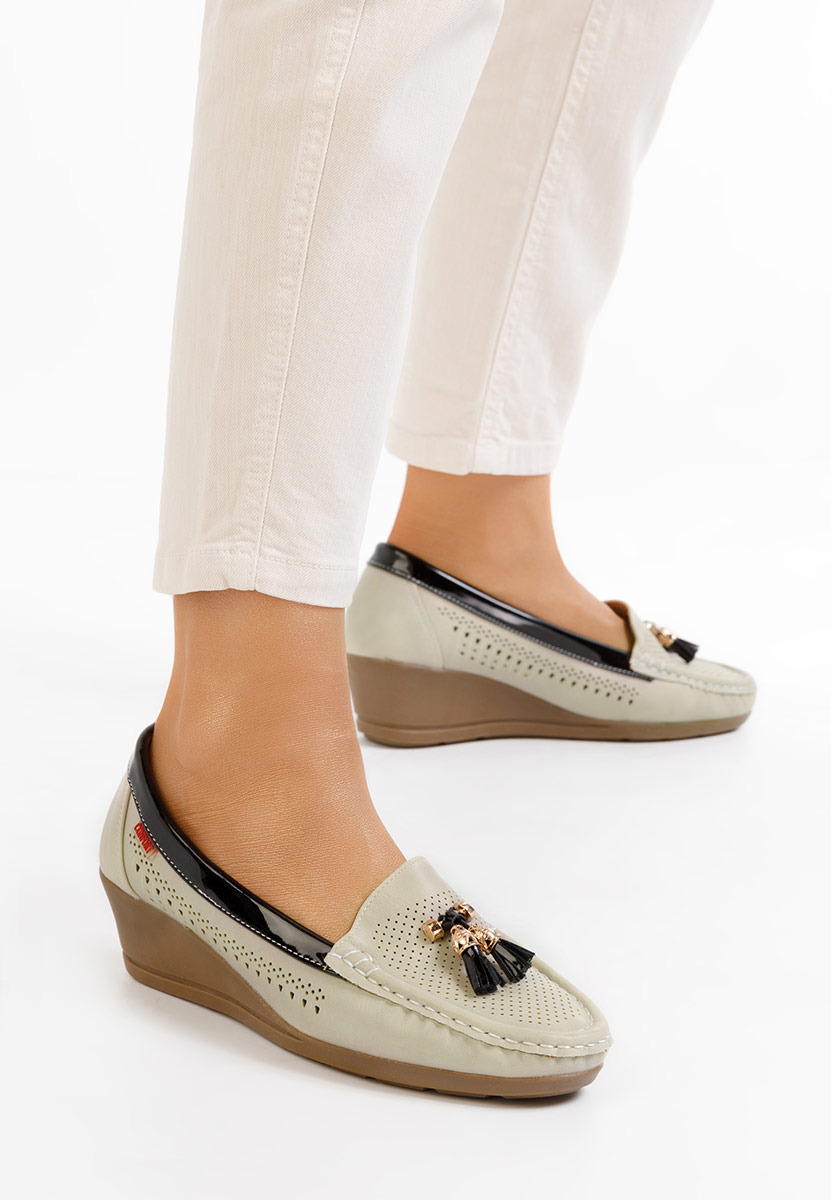 Béžové dámske mokasíny na platforme Evomela