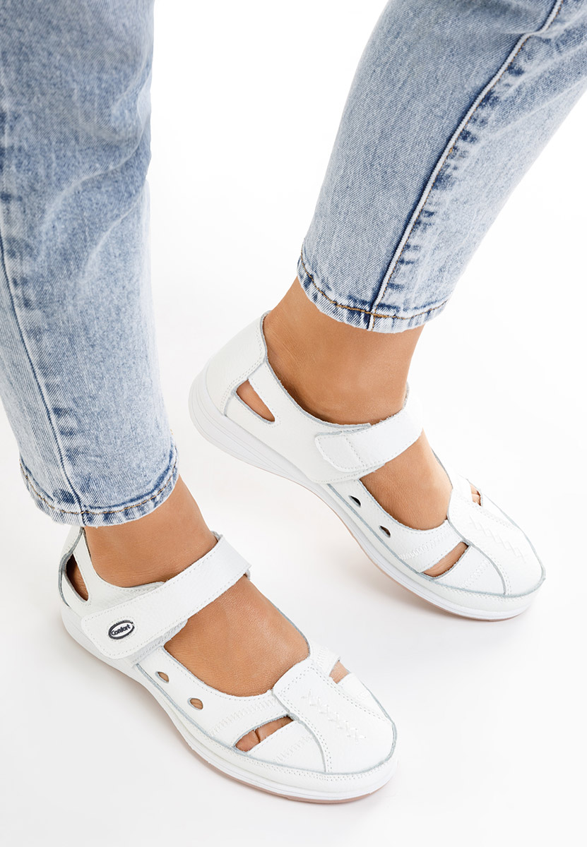 Biele kožené balerínky Deby