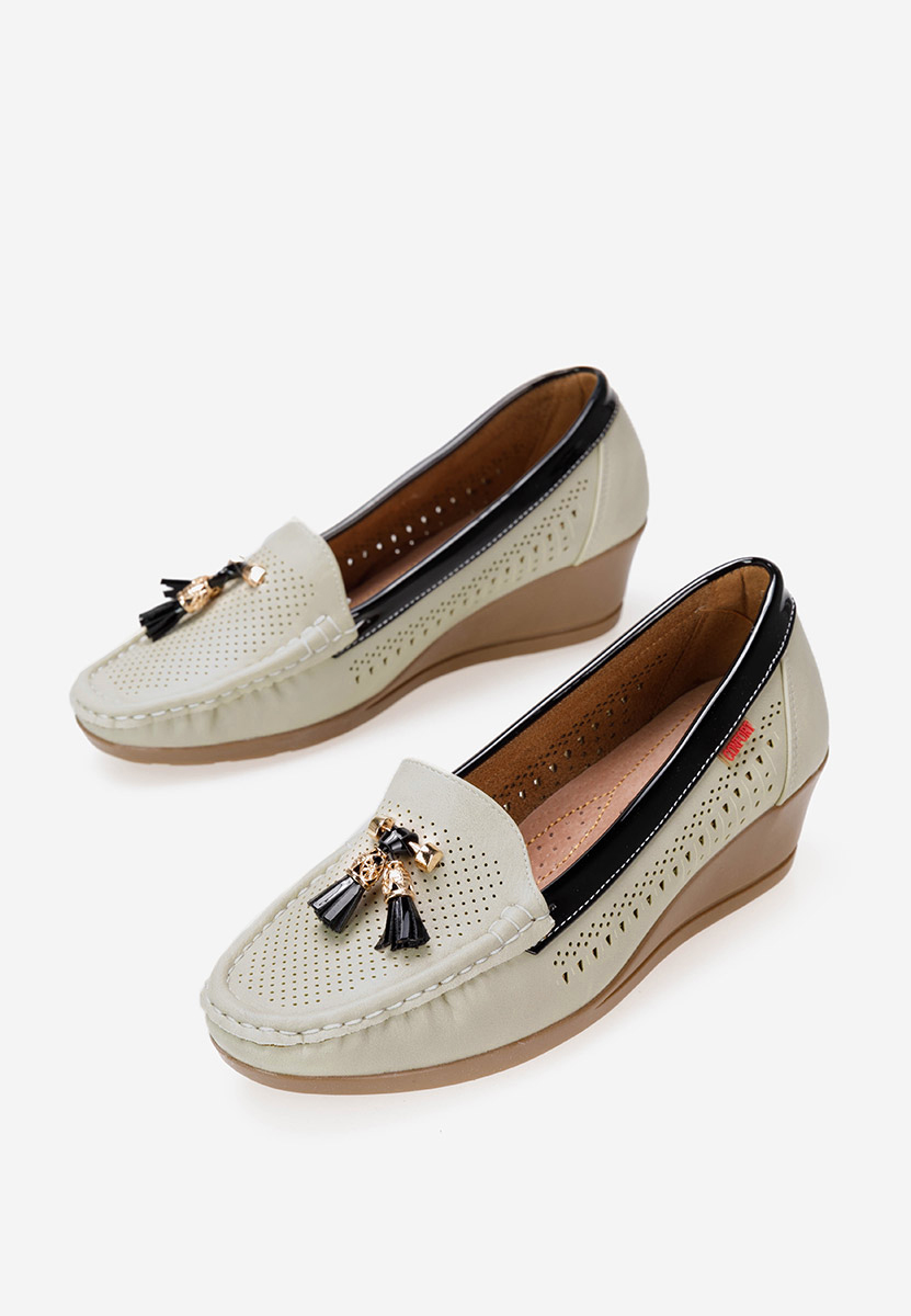 Béžové dámske mokasíny na platforme Evomela