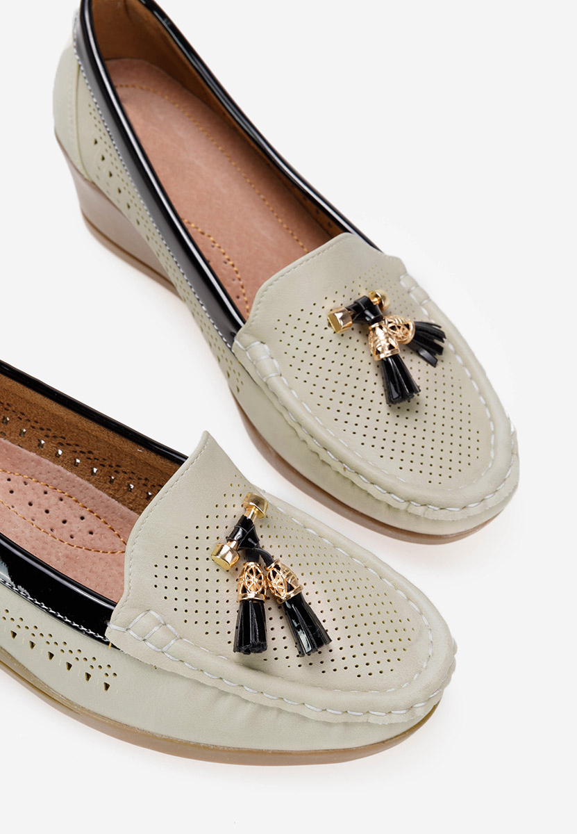 Béžové dámske mokasíny na platforme Evomela