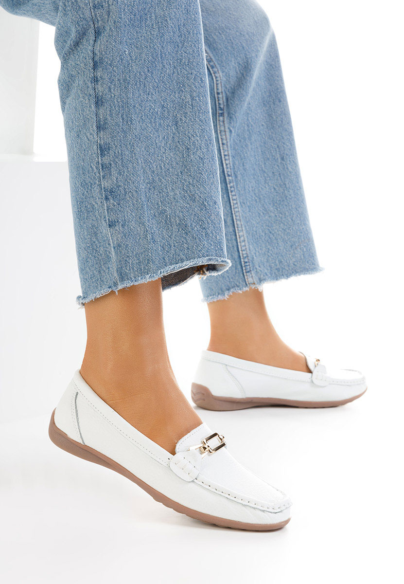 Biele kožené mokasíny dámske Celetina