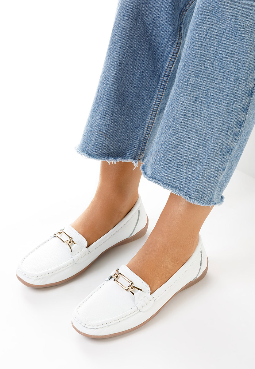 Biele kožené mokasíny dámske Celetina