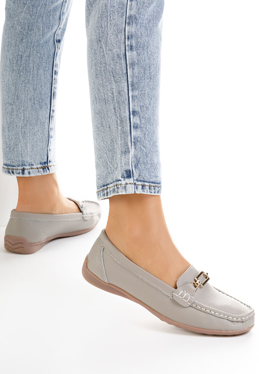 Sivé kožené mokasíny dámske Celetina