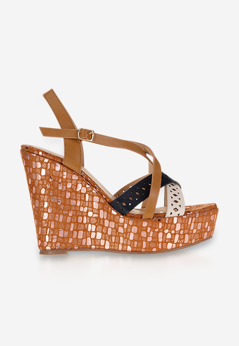 Hnedé sandále na klinovom podpätku Dixie