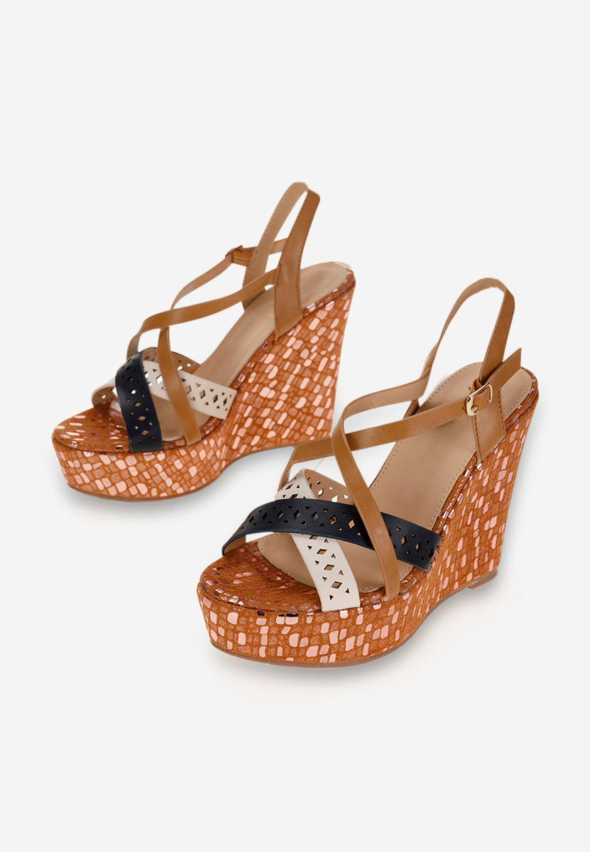 Hnedé sandále na klinovom podpätku Dixie