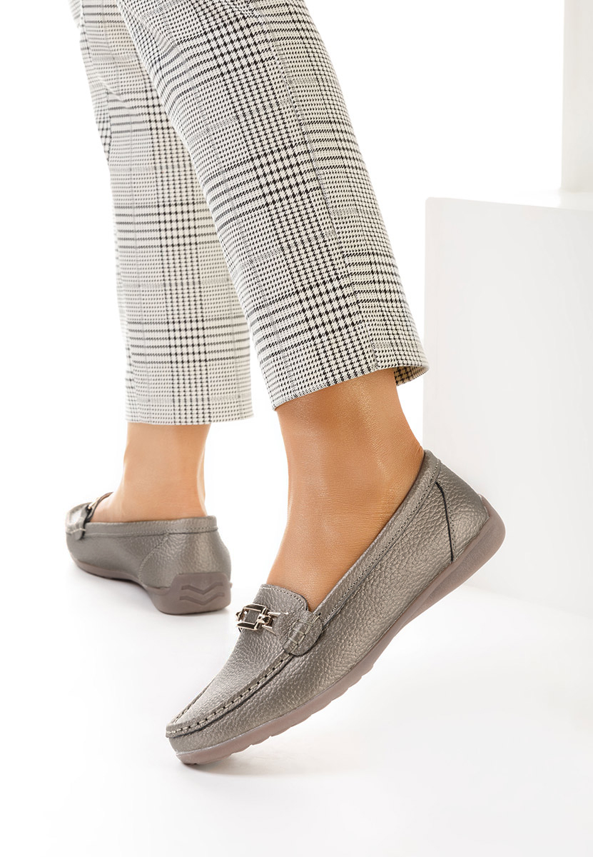 Zlaté kožené mokasíny dámske Celetina