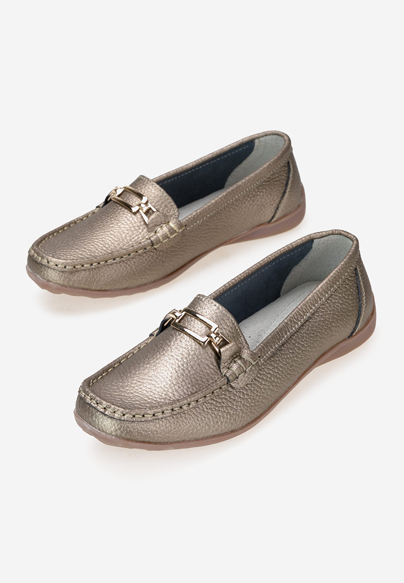 Zlaté kožené mokasíny dámske Celetina