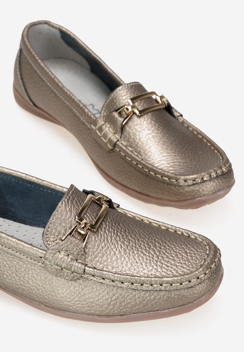 Zlaté kožené mokasíny dámske Celetina