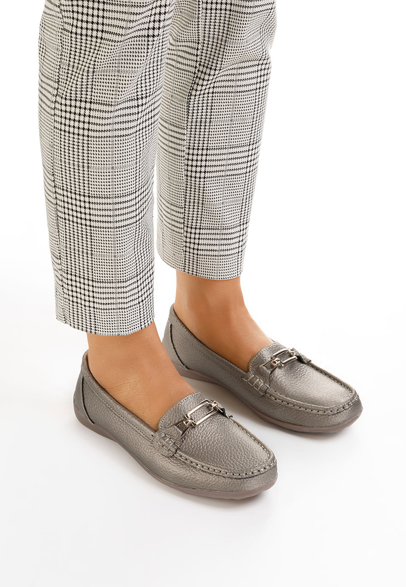 Zlaté kožené mokasíny dámske Celetina