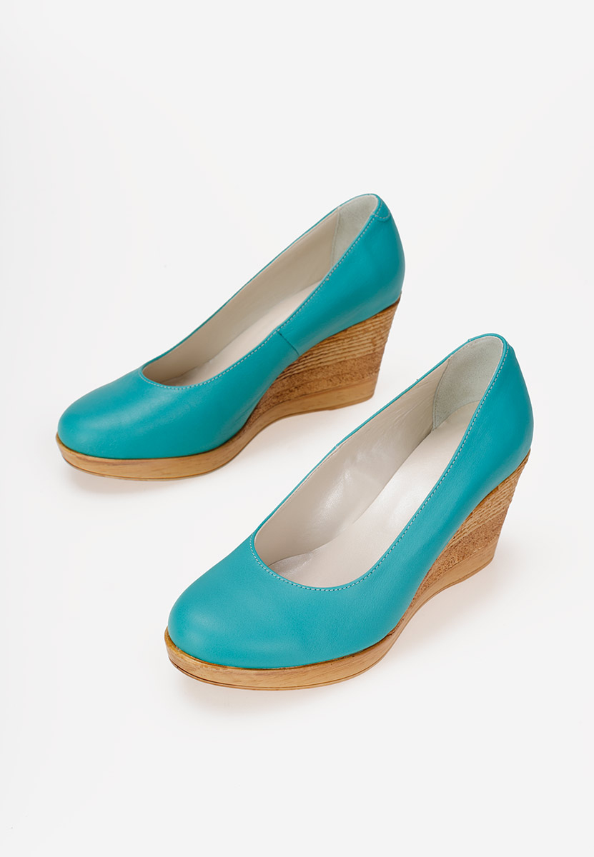 Tyrkysové poltopánky na platforme Zola V6