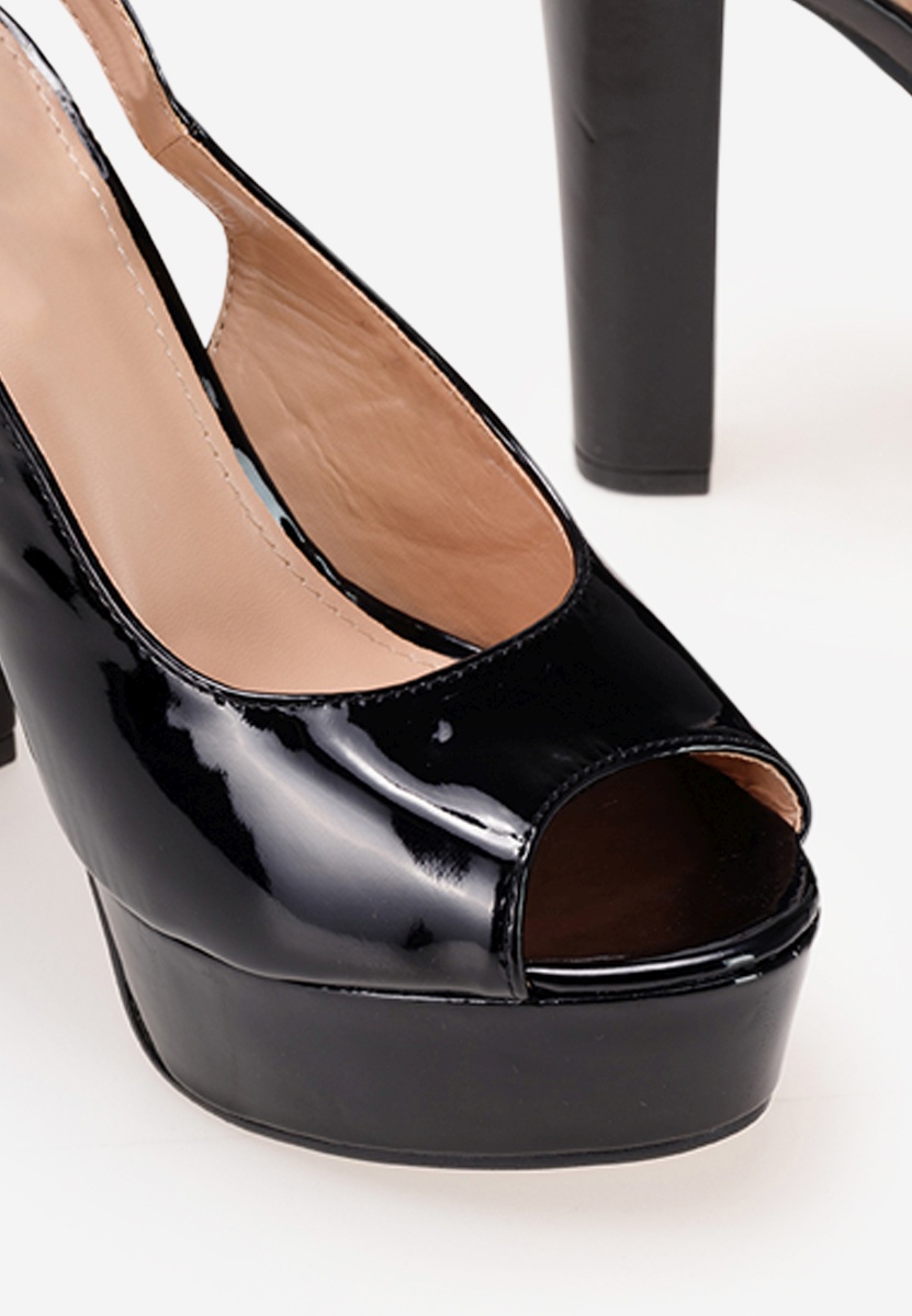 Čierne sandále na hrubom podpätku a platforme Vera