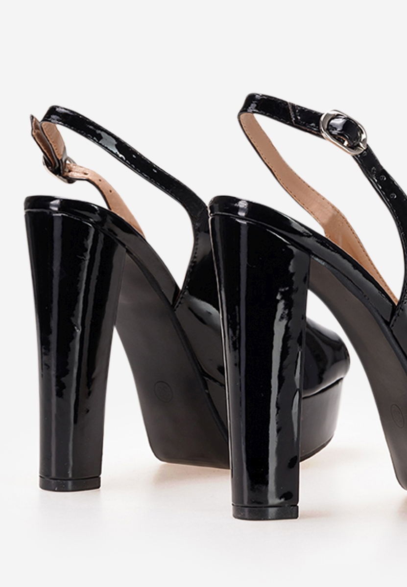 Čierne sandále na hrubom podpätku a platforme Vera