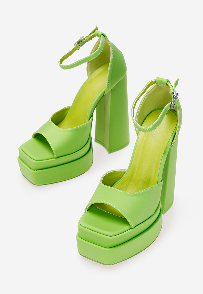 Zelené sandále na hrubom podpätku a platforme Riza