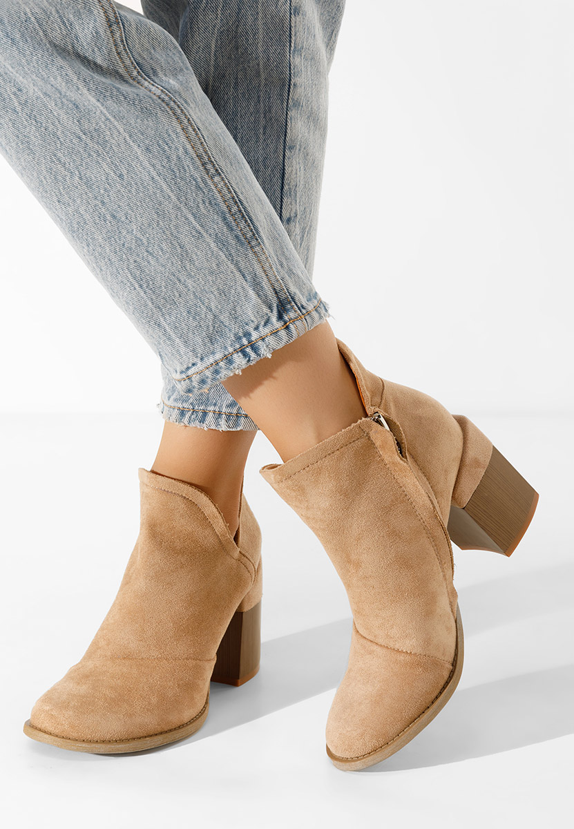 Khaki členkové čižmy na hrubom podpätku Condesa