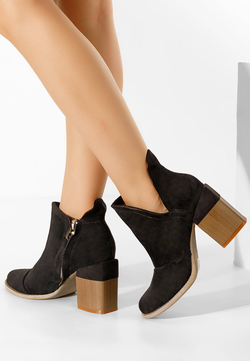 Čierne členkové čižmy na hrubom podpätku Condesa