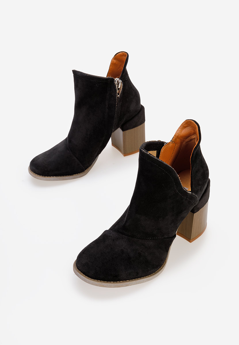 Čierne členkové čižmy na hrubom podpätku Condesa