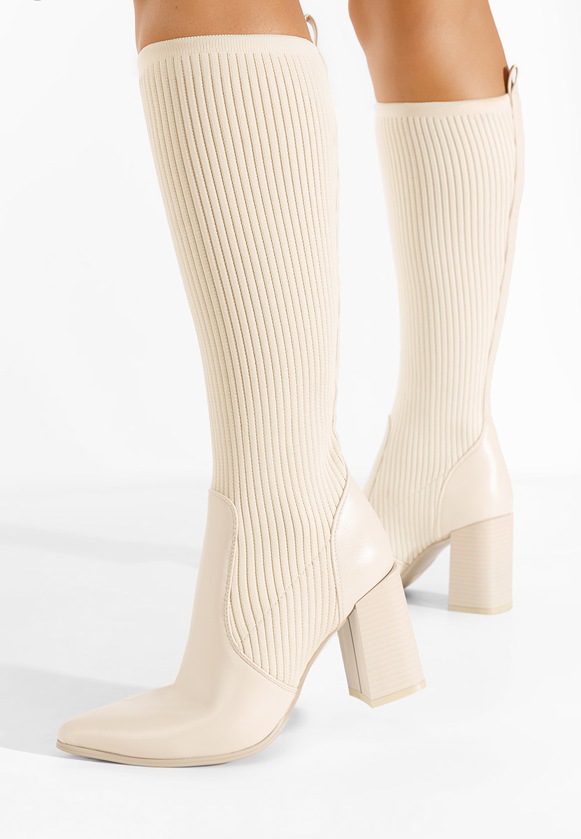 Béžové ponožkové čižmy Vinuele