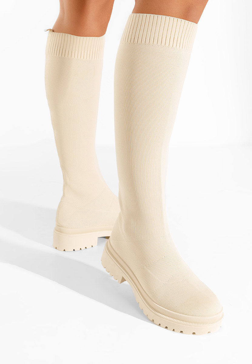 Béžové dámske čižmy bez podpätku Olvera V2
