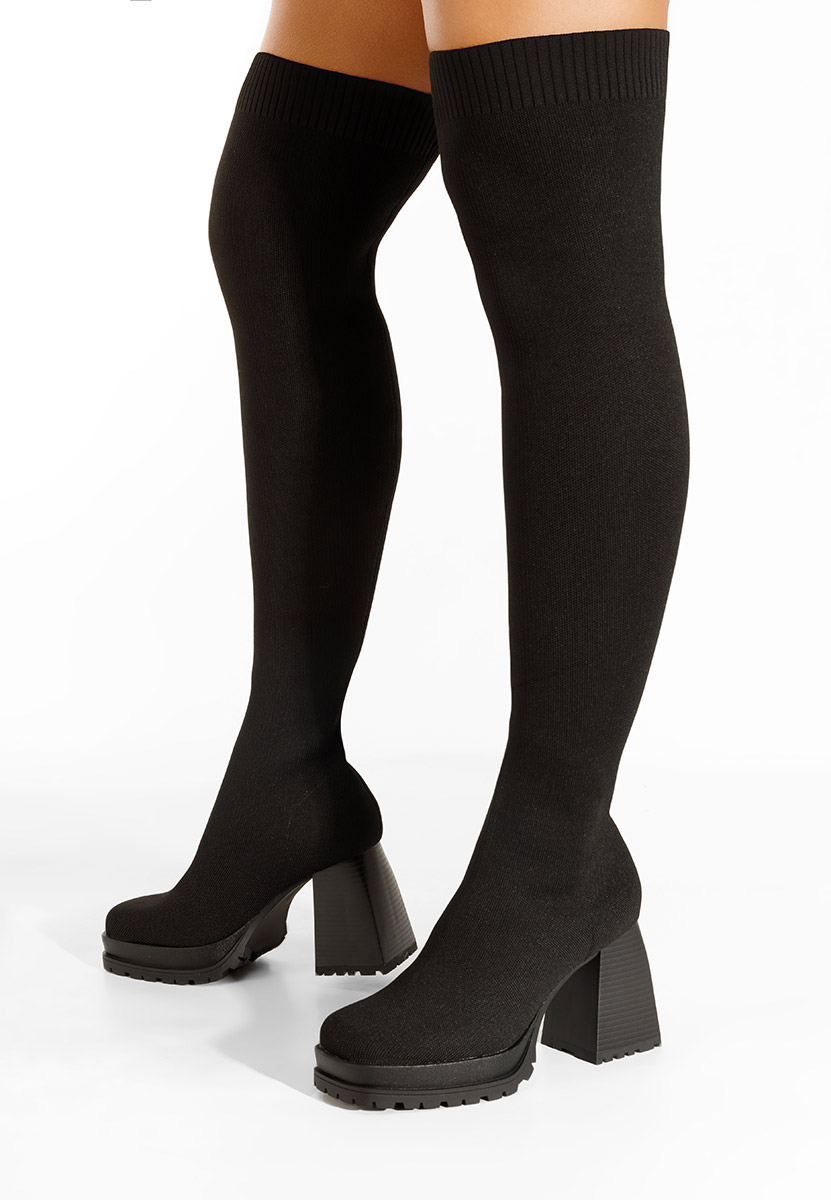 Čierne vysoké čižmy Zalea