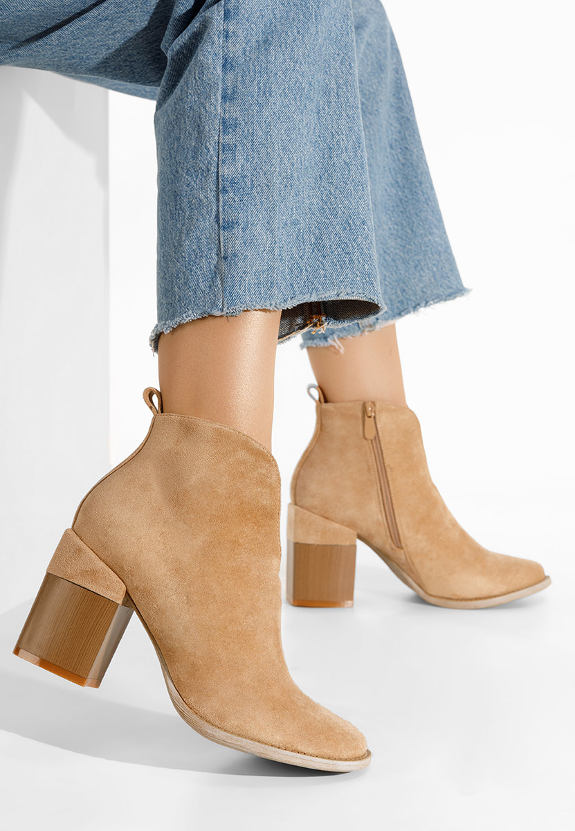 Khaki členkové čižmy na hrubom podpätku Beires