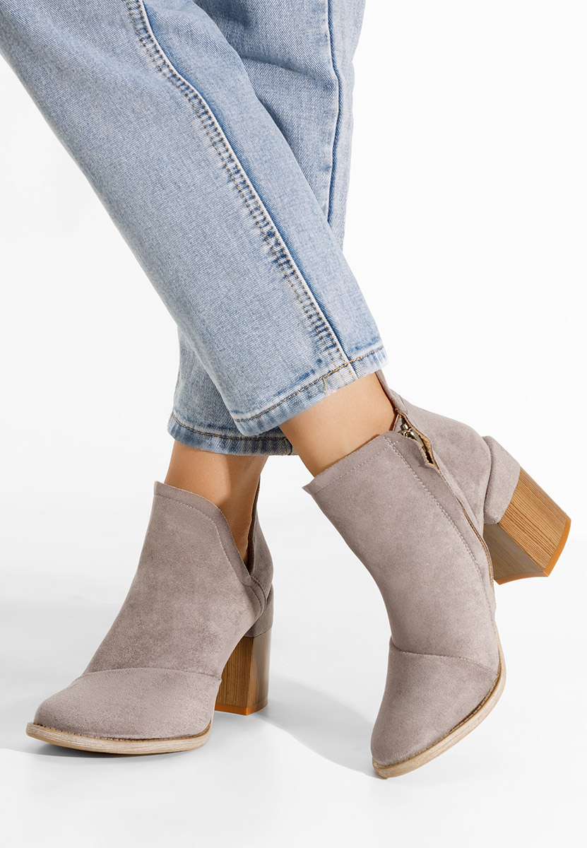 Sivé členkové čižmy na hrubom podpätku Condesa