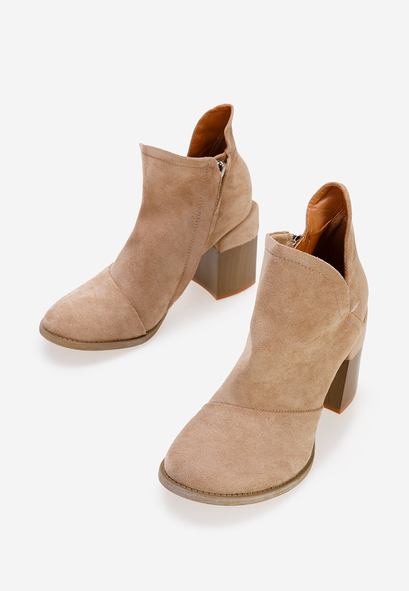 Khaki členkové čižmy na hrubom podpätku Condesa