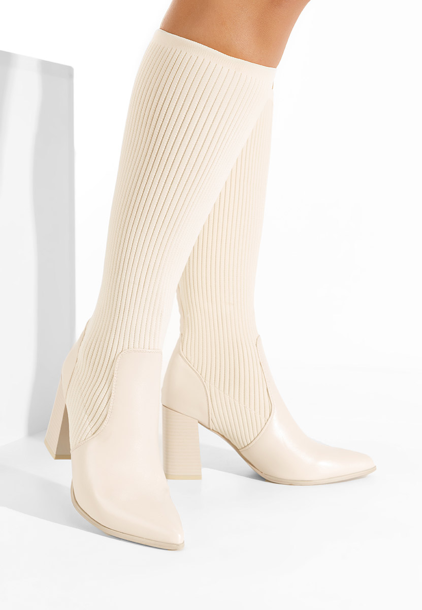 Béžové ponožkové čižmy Vinuele