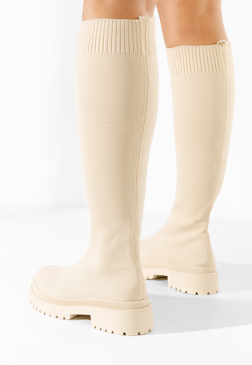Béžové dámske čižmy bez podpätku Olvera V2