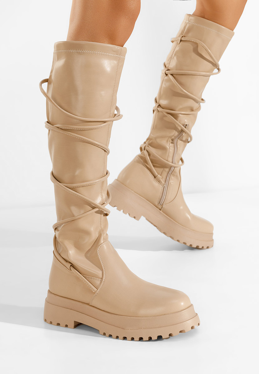 Béžové vysoké čižmy Cazorla