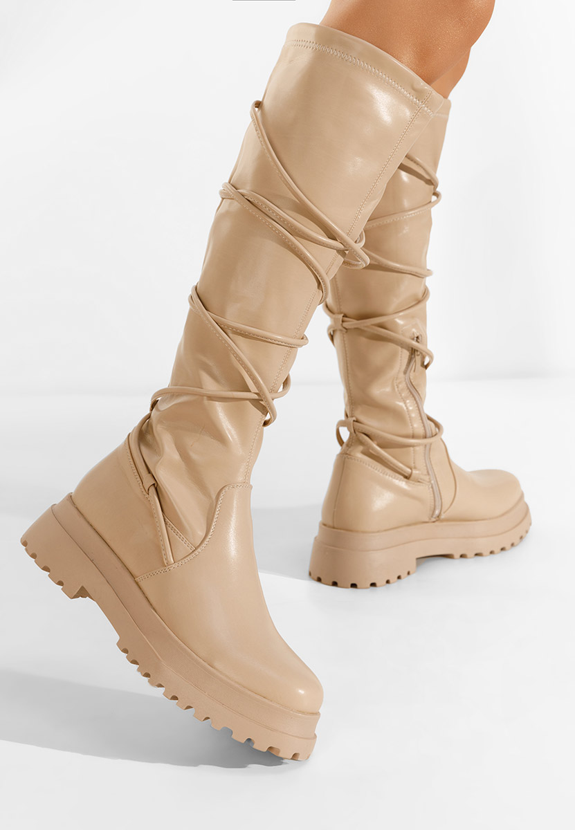 Béžové vysoké čižmy Cazorla