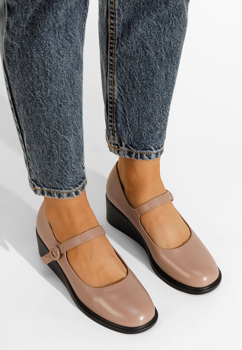 Nude poltopánky na platforme Espina