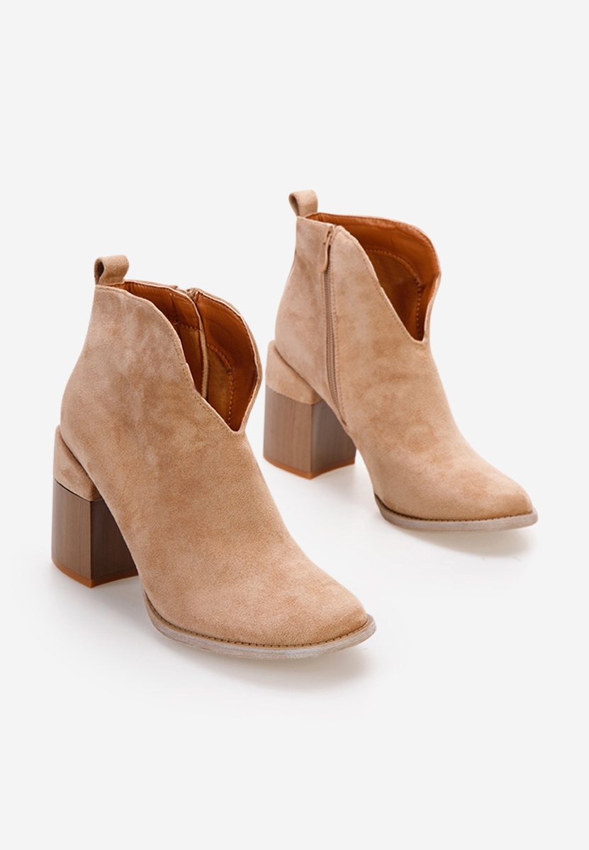 Khaki členkové čižmy na hrubom podpätku Beires