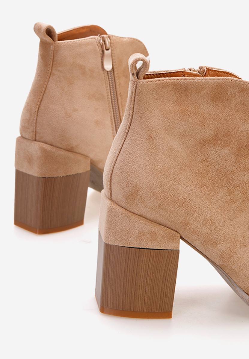 Khaki členkové čižmy na hrubom podpätku Beires